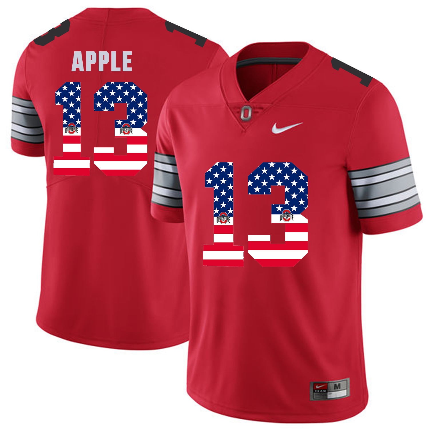 Men Ohio State #13 Apple Red Flag Customized NCAA Jerseys